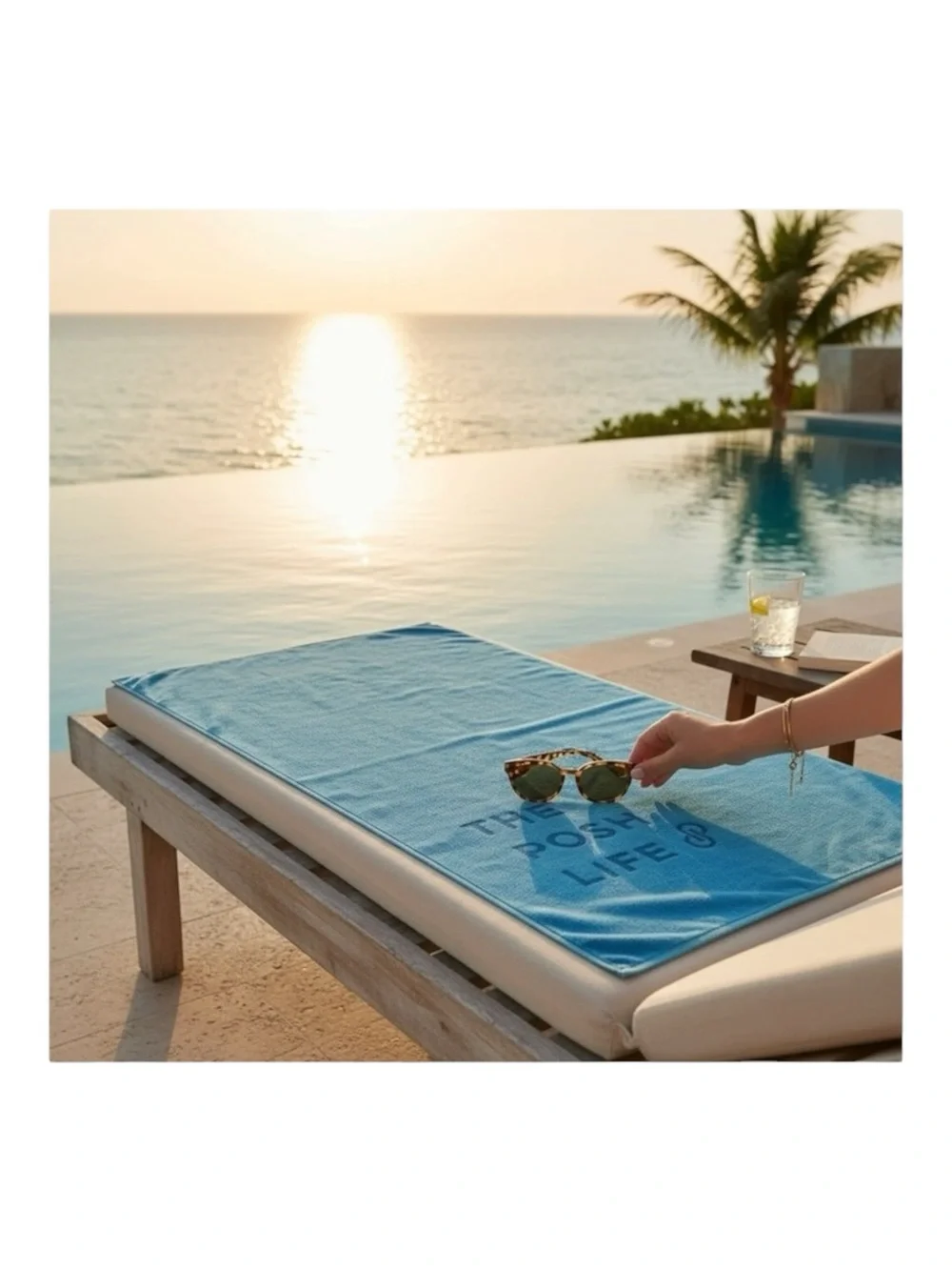 new Poshmark ༄ The Posh Life Plush Velour Logo Beach Towel༄ Baby Blue ༄ 30 x 60